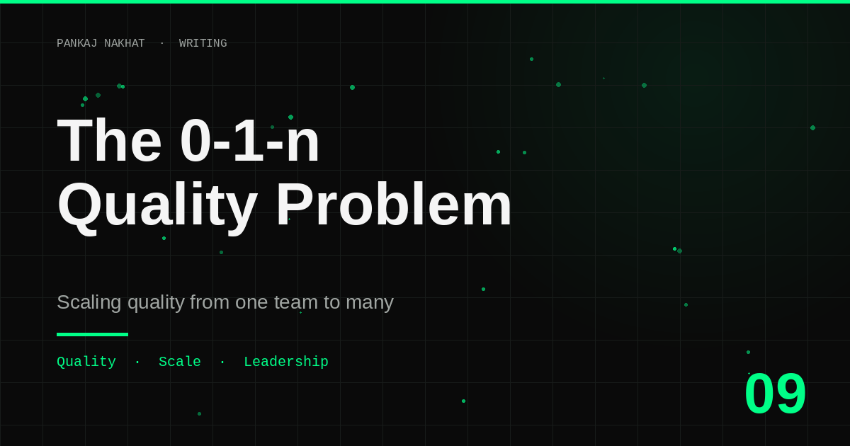 Building Engineering at Scale: The 0-1-n Quality Problem